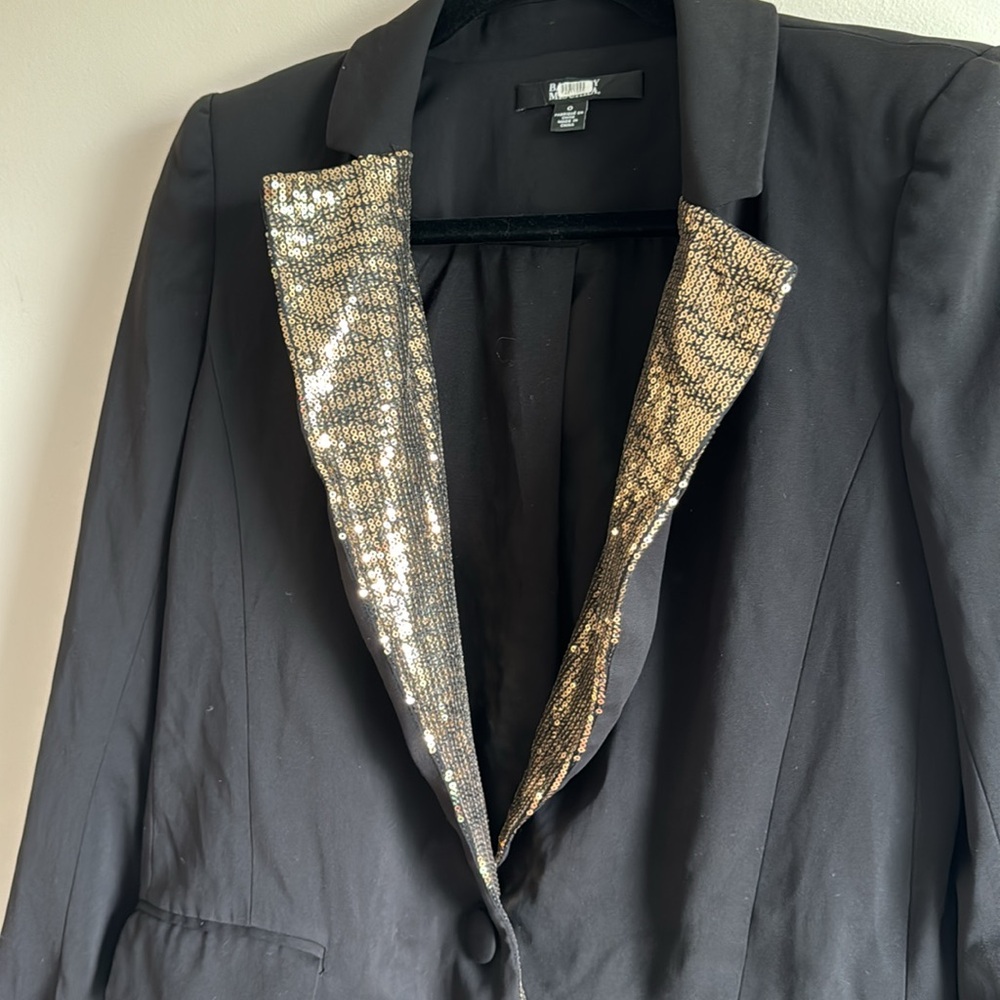 Badgley Mischka Black Blazer, Gold Sequins - Size 0 - Picture 3 of 8